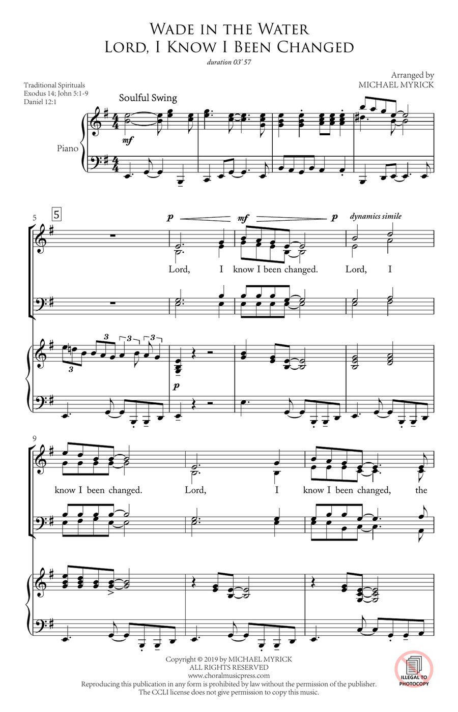 Wade in the Water / Lord, I Know I Been Changed (SATB) 4-Part scores gallery preview page 2