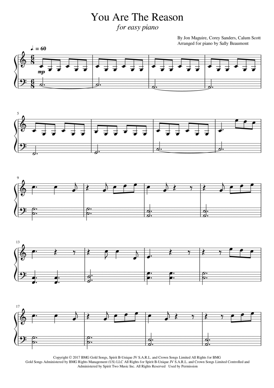 You Are The Reason Easy Piano scores gallery preview page 1