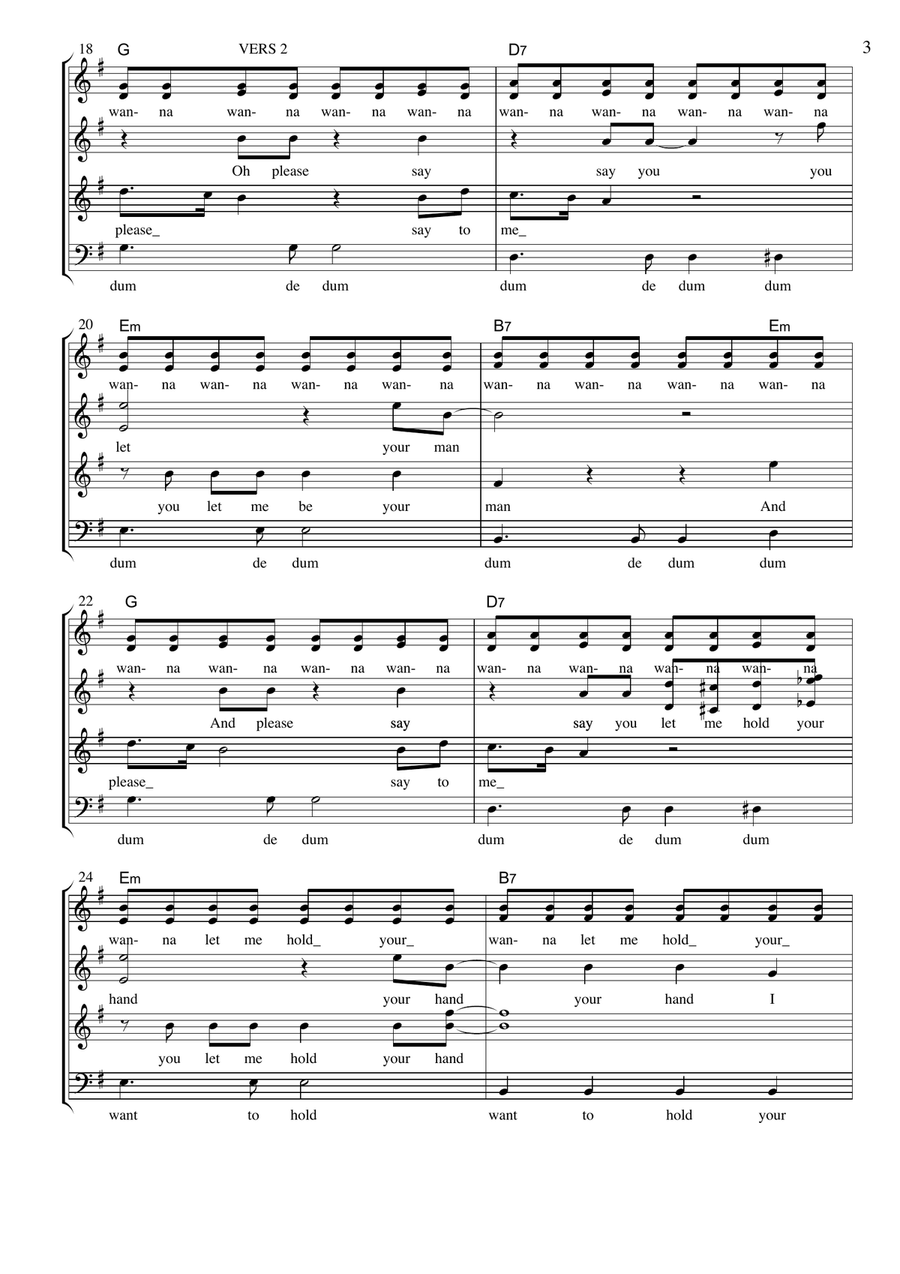 I Want To Hold Your Hand 4-Part scores gallery preview page 3