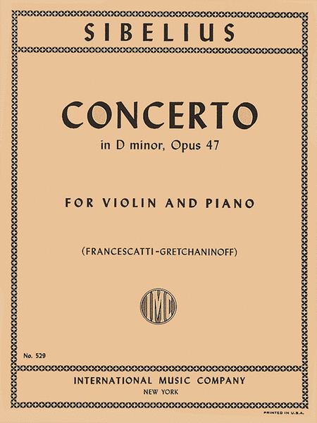 Concerto in D minor, Op. 47 by Jean Sibelius Violin Solo - Sheet Music