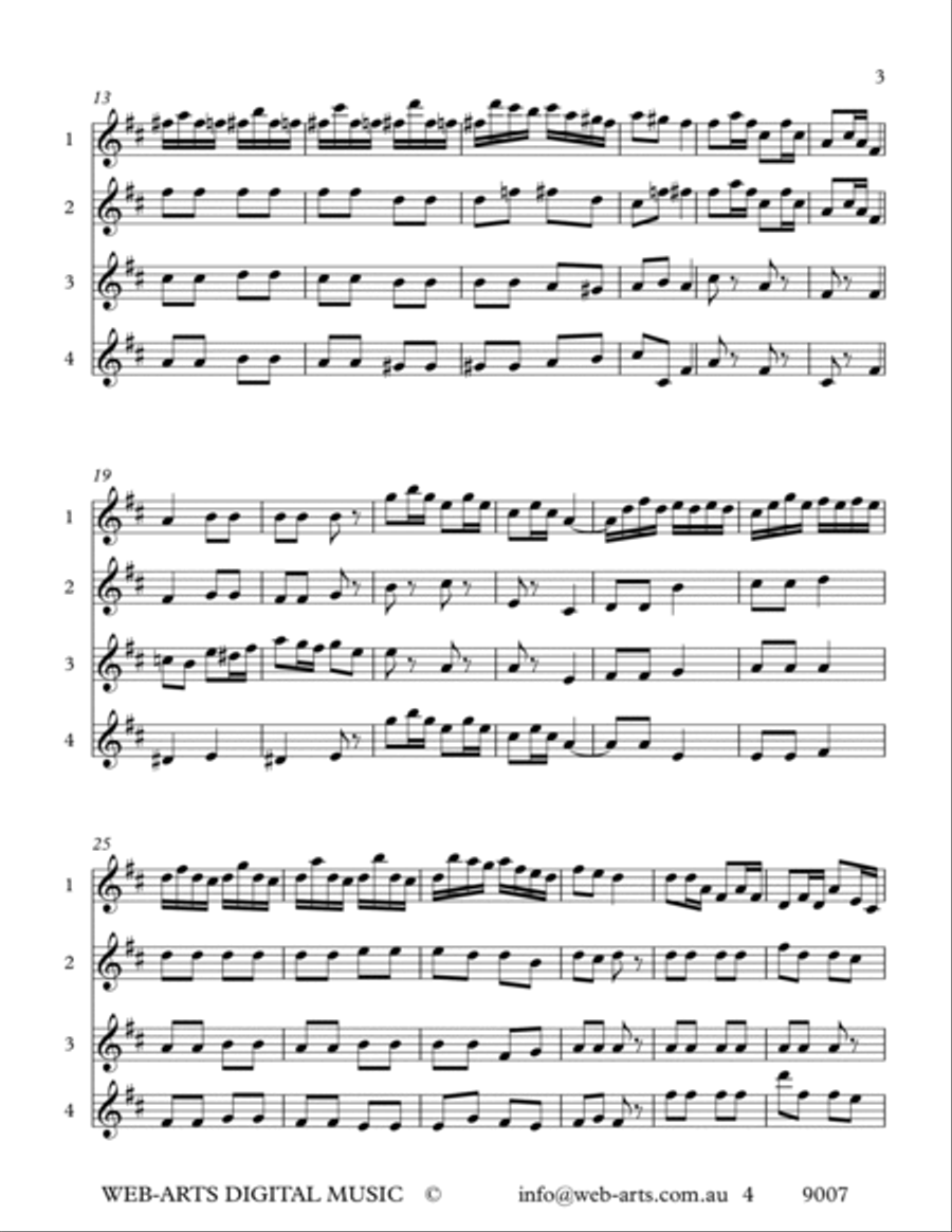 BADINERIE from Suite in B minor for 4 flutes (4 9007) - BACH + Flute Quartet scores gallery preview page 3