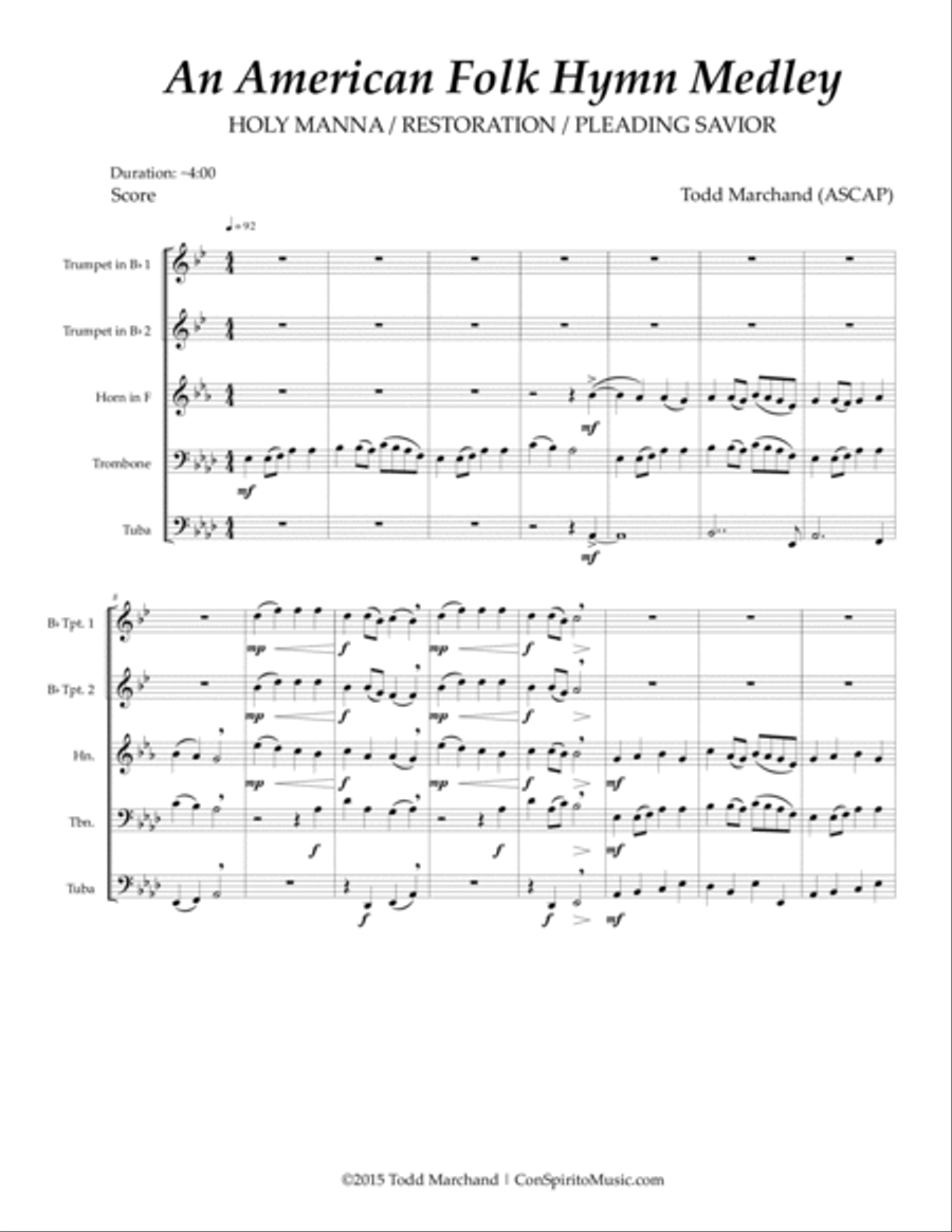 An American Folk Hymn Medley - brass quintet image number null