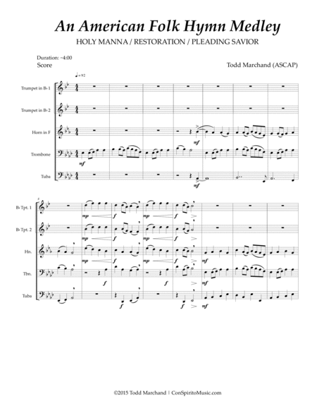 An American Folk Hymn Medley - brass quintet image number null