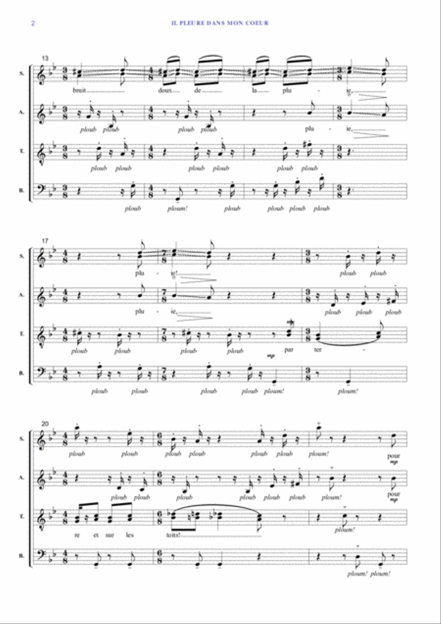 IL PLEURE DANS MON COEUR Divisi scores gallery preview page 6