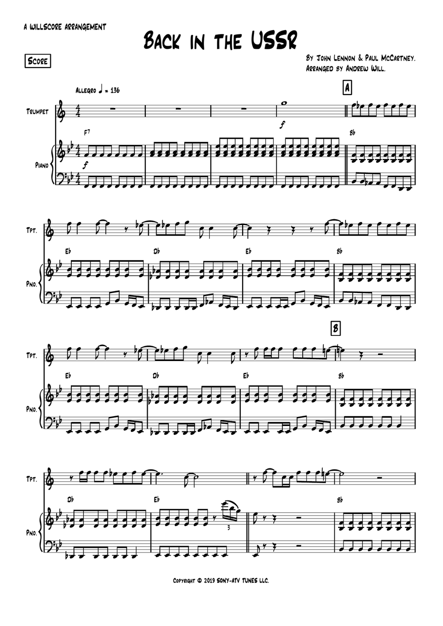Back In The Ussr B-Flat Trumpet scores gallery preview page 1