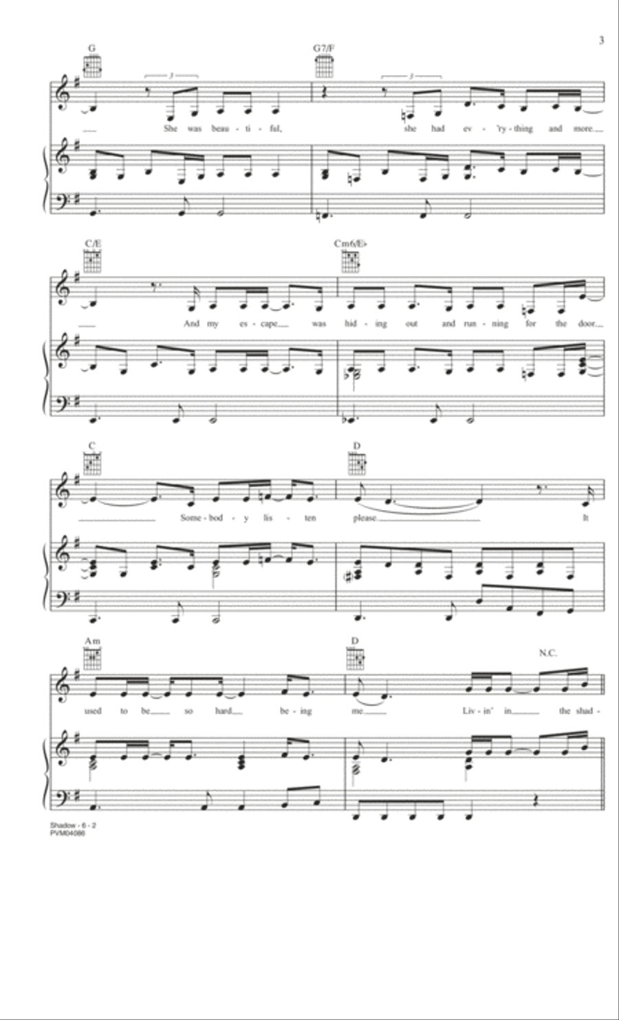 Shadow Shadow Piano, Vocal, Guitar scores gallery preview page 2