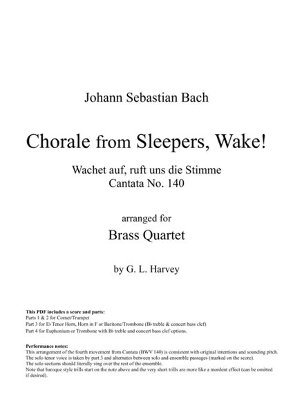 Chorale from Sleepers, Wake! (BWV 140) for Brass Quartet image number null