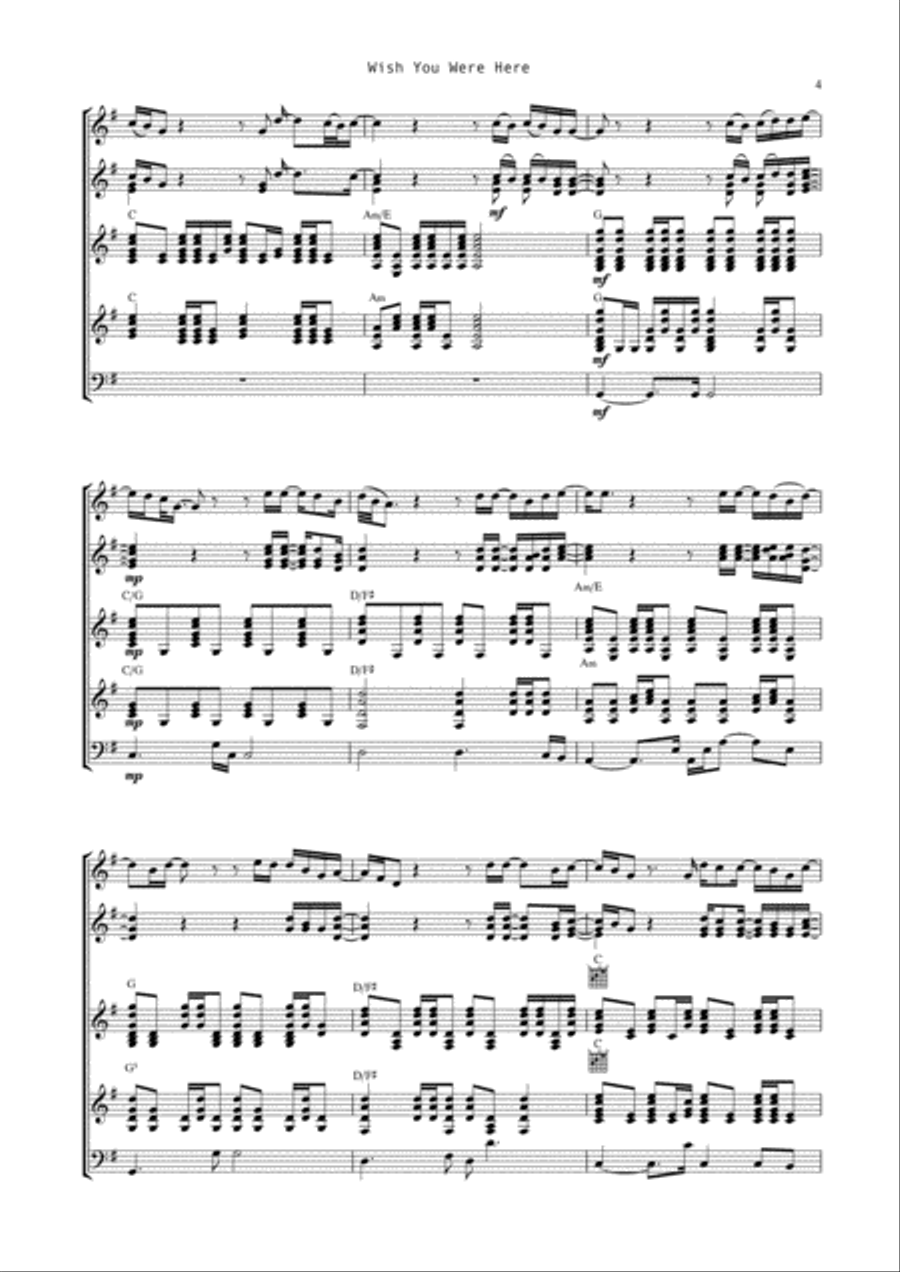 Wish You Were Here Guitar Ensemble scores gallery preview page 5