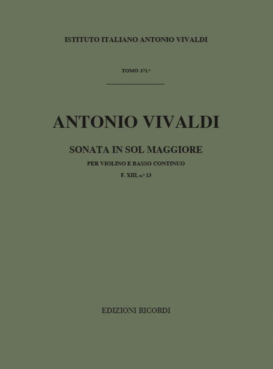 Sonata in Sol Rv 25 Per Violino e BC