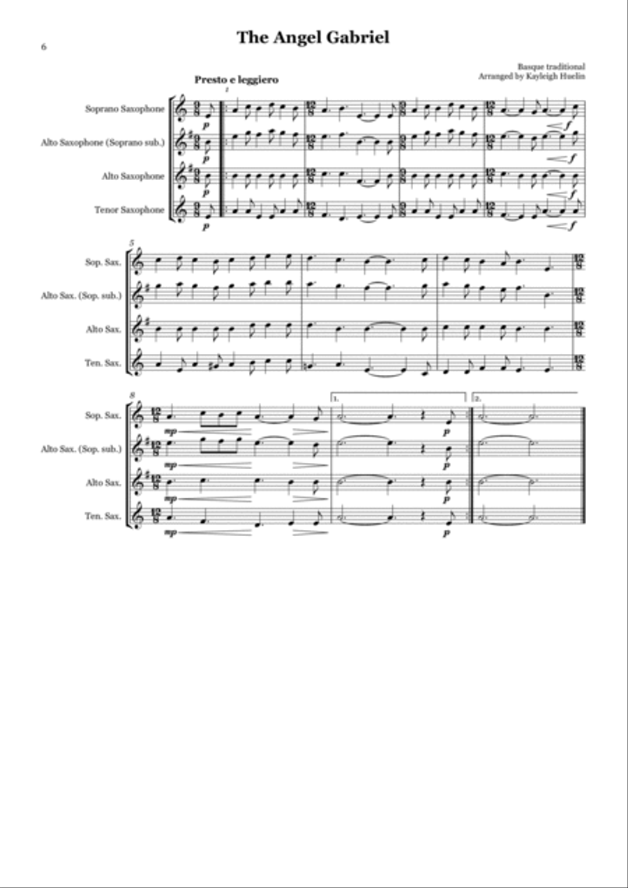 Christmas Carol Selection vol. 1 for SAT/AAT saxophone trio SAT scores gallery preview page 6