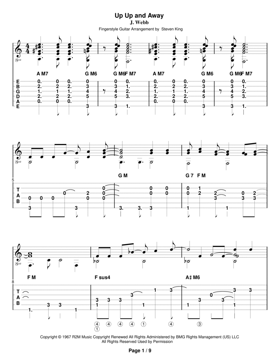Up, Up And Away Electric Guitar scores gallery preview page 1