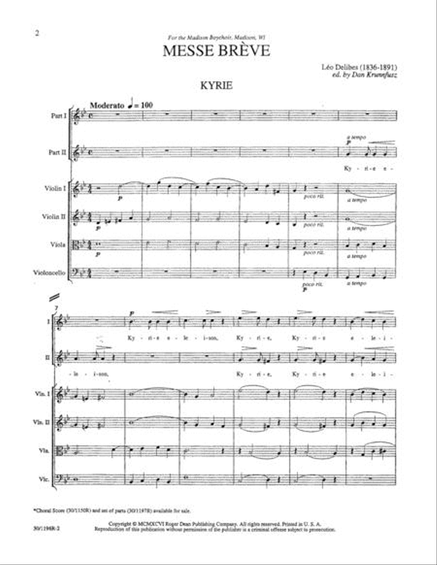 Messe Brève - Conductor's Score