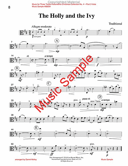 Music for Three Treble Instruments, Christmas Collection No. 4 Holiday Favorites