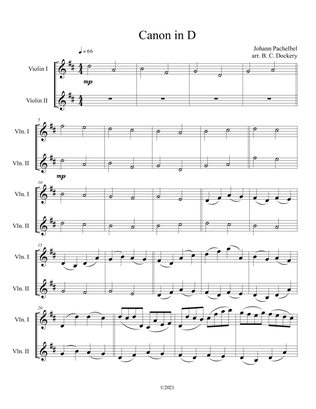 Book cover for Canon in D (Violin Duet)
