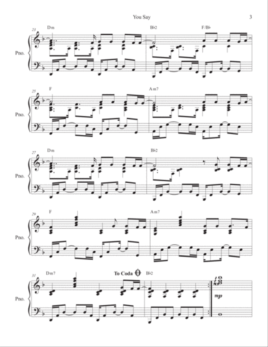 You Say You Say Piano Solo scores gallery preview page 3