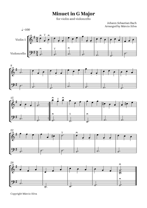 Book cover for Minuet in G Major - for violin and violoncello