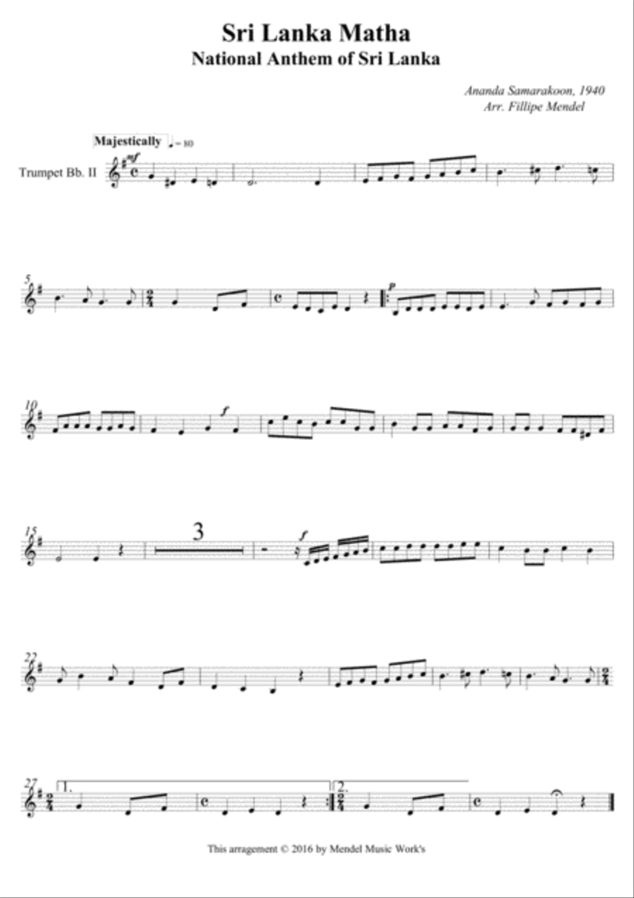 National Anthem of Sri Lanka Brass Ensemble scores gallery preview page 4