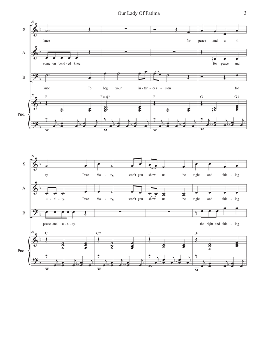 Our Lady Of Fatima Our Lady Of Fatima 3-Part scores gallery preview page 3