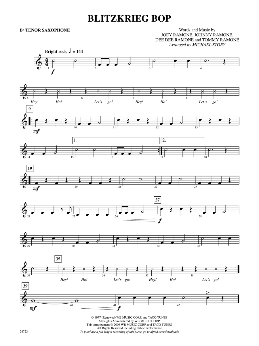 Blitzkrieg Bop: B-flat Tenor Saxophone