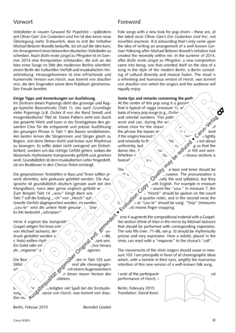 Horch, was kommt con draussn rein SSATB scores gallery preview page 5