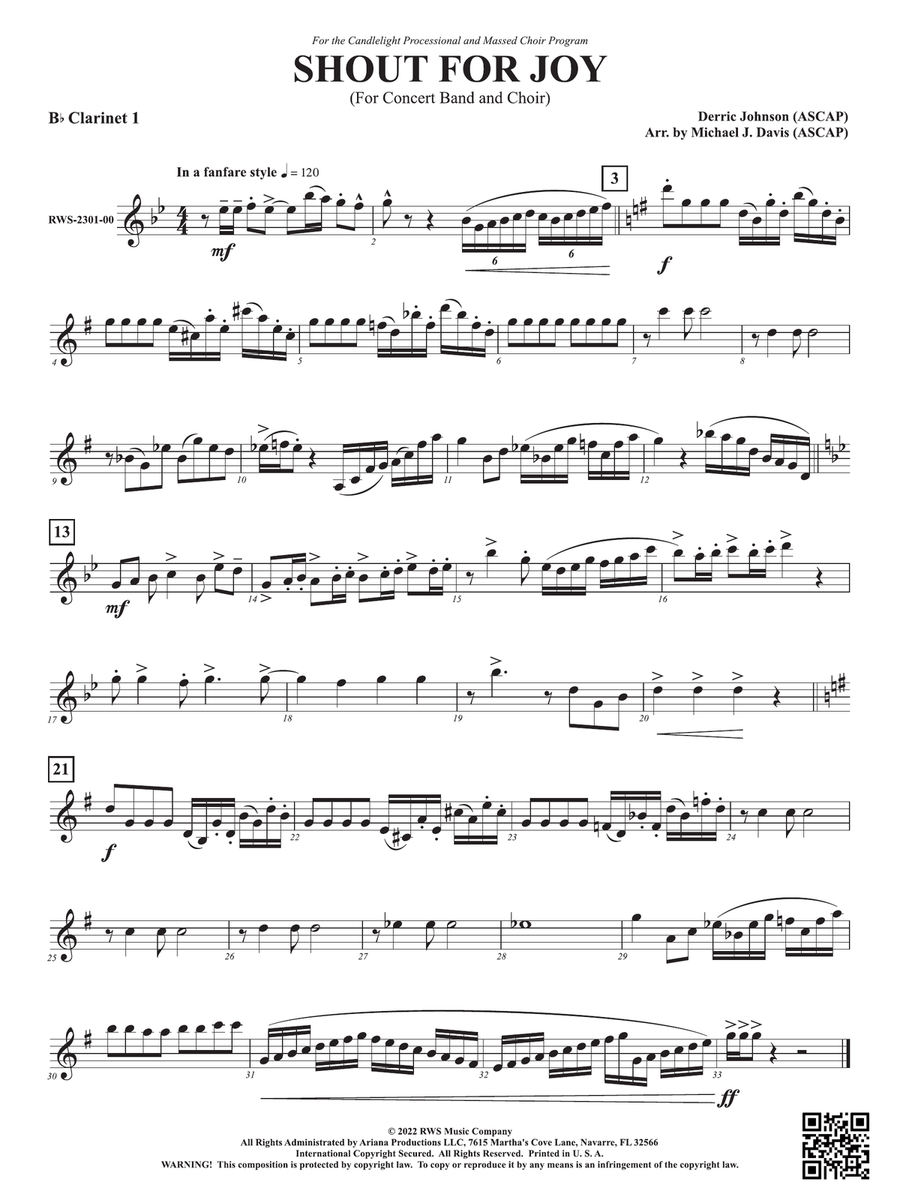 Shout for Joy - For Concert Band and Choir: 1st B-flat Clarinet