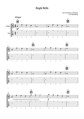 Jingle Bells for Guitar with chords