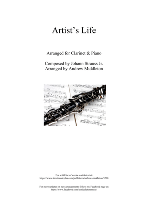 Book cover for Artist's Life arranged for Clarinet and Piano