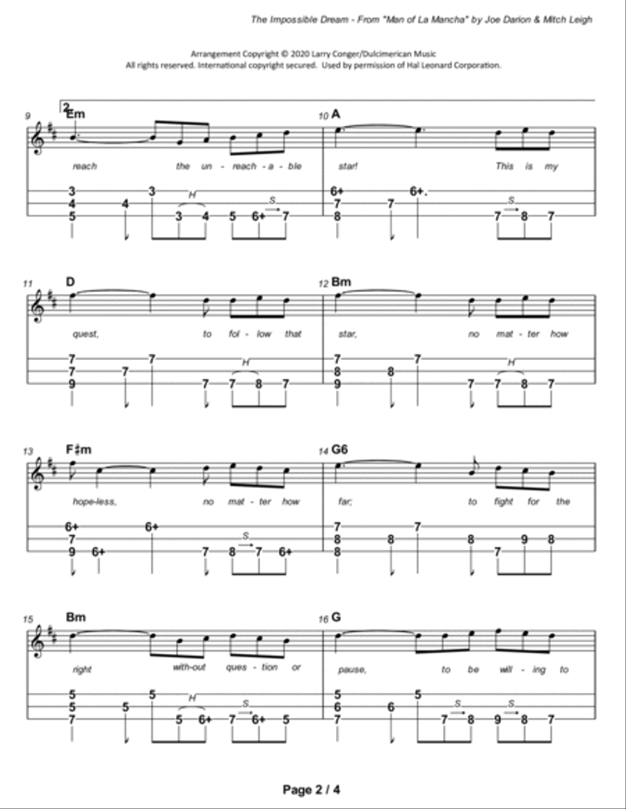 The Impossible Dream Dulcimer scores gallery preview page 3