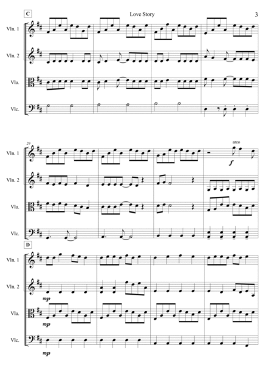Love Story String Quartet scores gallery preview page 4
