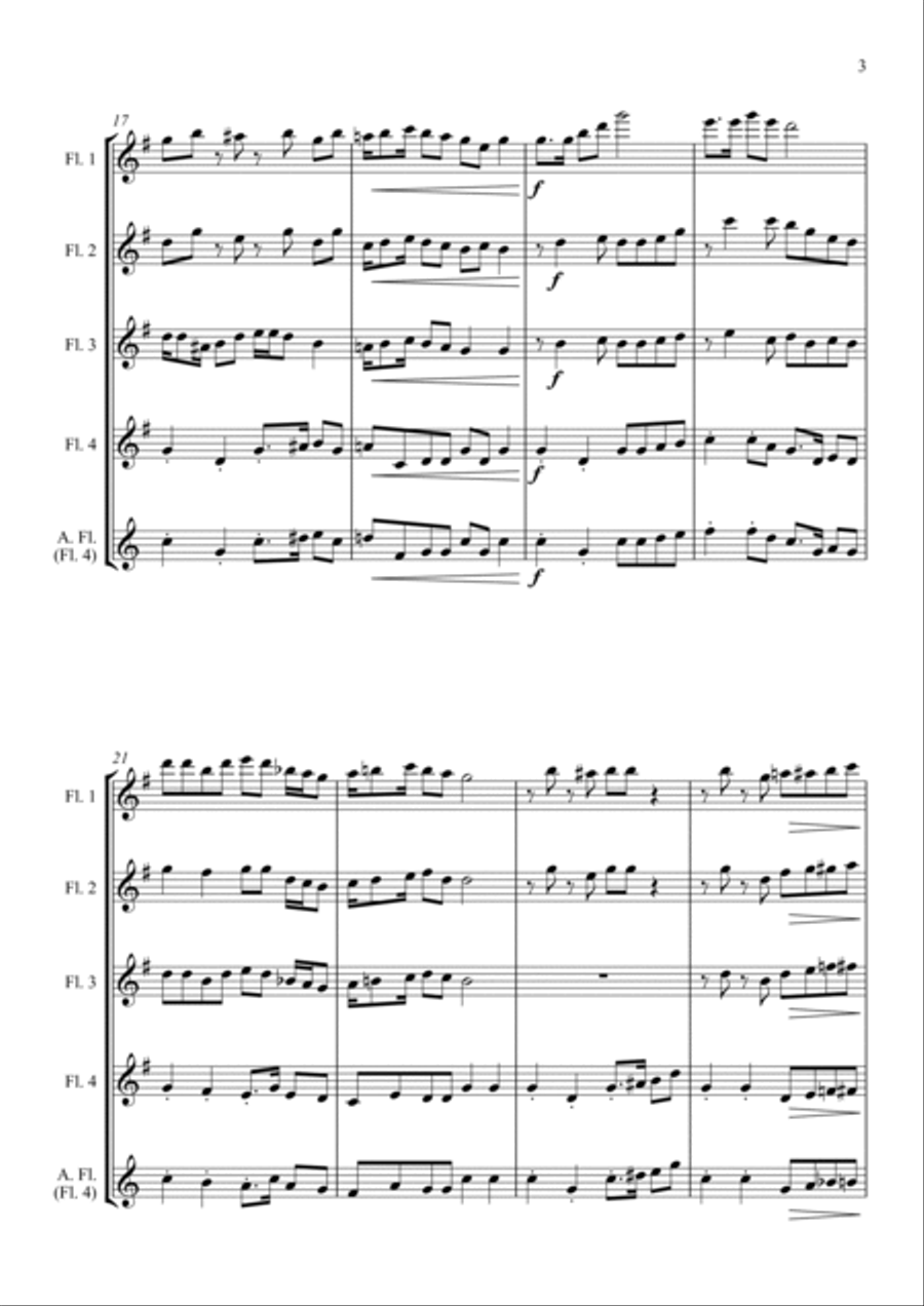 Camptown Races - for Flute Quartet Flute Quartet scores gallery preview page 3