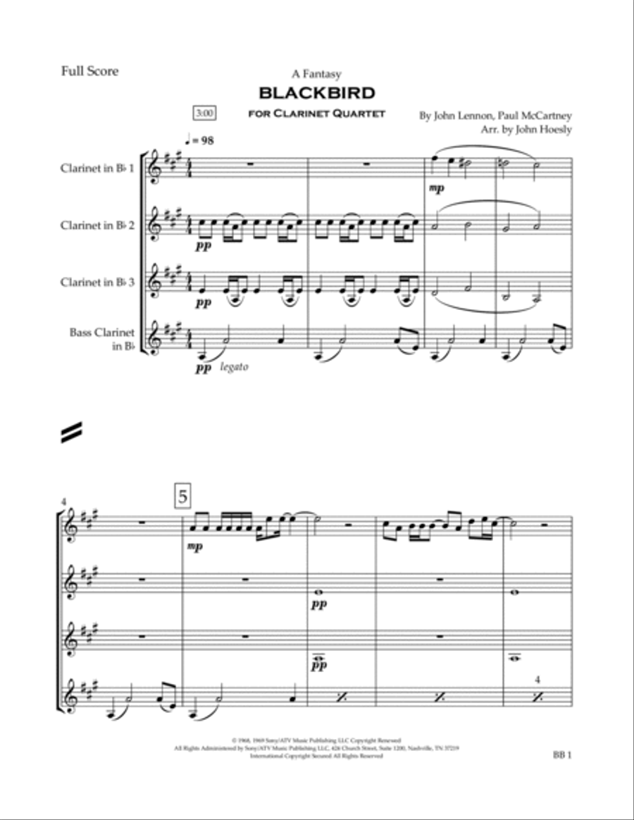 Blackbird Clarinet Quartet scores gallery preview page 2