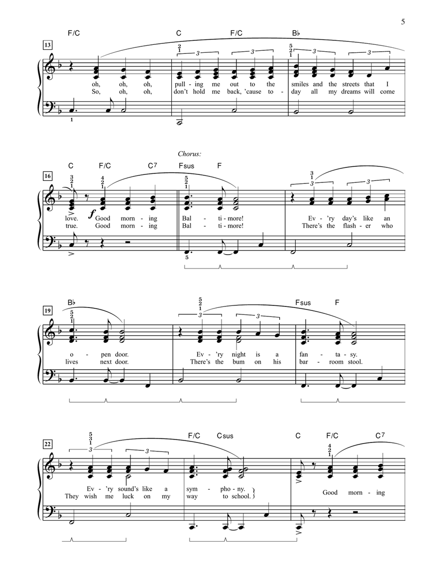 Good Morning Baltimore (from Hairspray) (arr. Carol Matz) Easy Piano scores gallery preview page 2