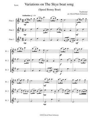 Variations on The Skye Boat Song (Speed bonnie boat) for flute trio (3 C flutes)