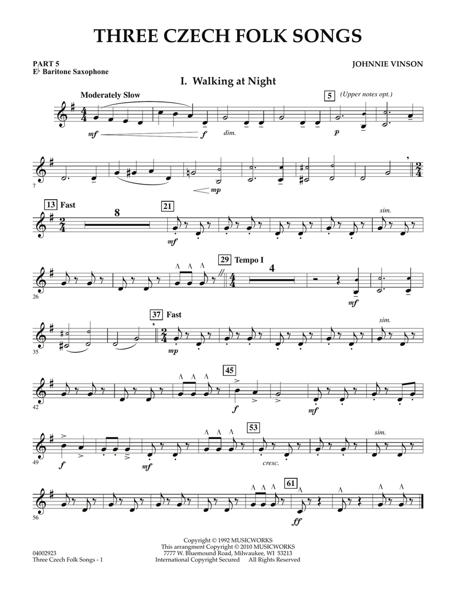 Three Czech Folk Songs - Pt.5 - Eb Baritone Saxophone Concert Band scores gallery preview page 1