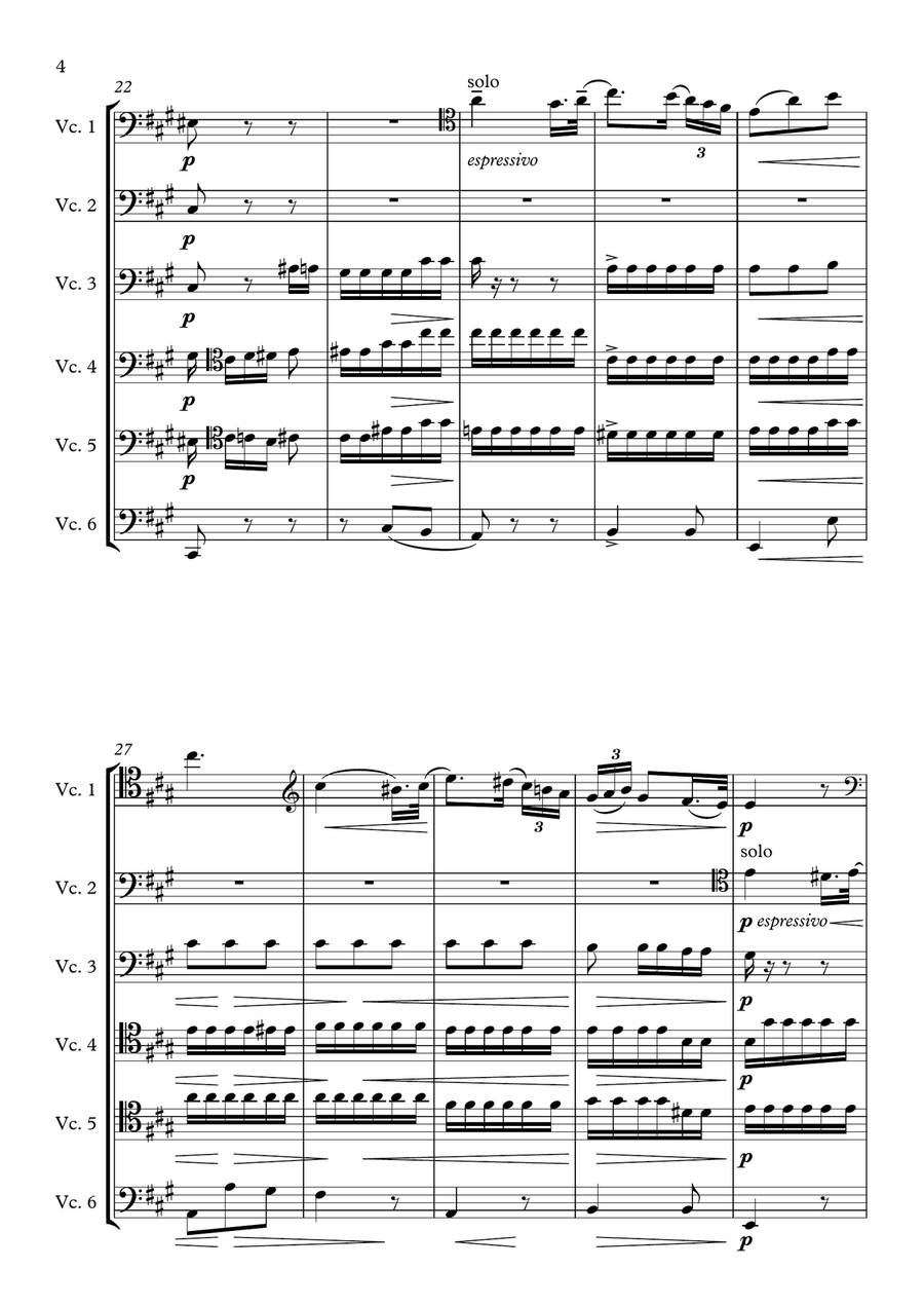 Popper: Requiem, Op. 66 - Cello Sextet String Orchestra scores gallery preview page 4
