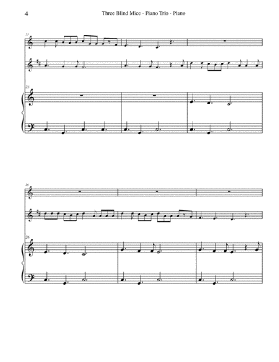 Three Blind Mice for Flute, Clarinet & Piano Woodwind Duet scores gallery preview page 4