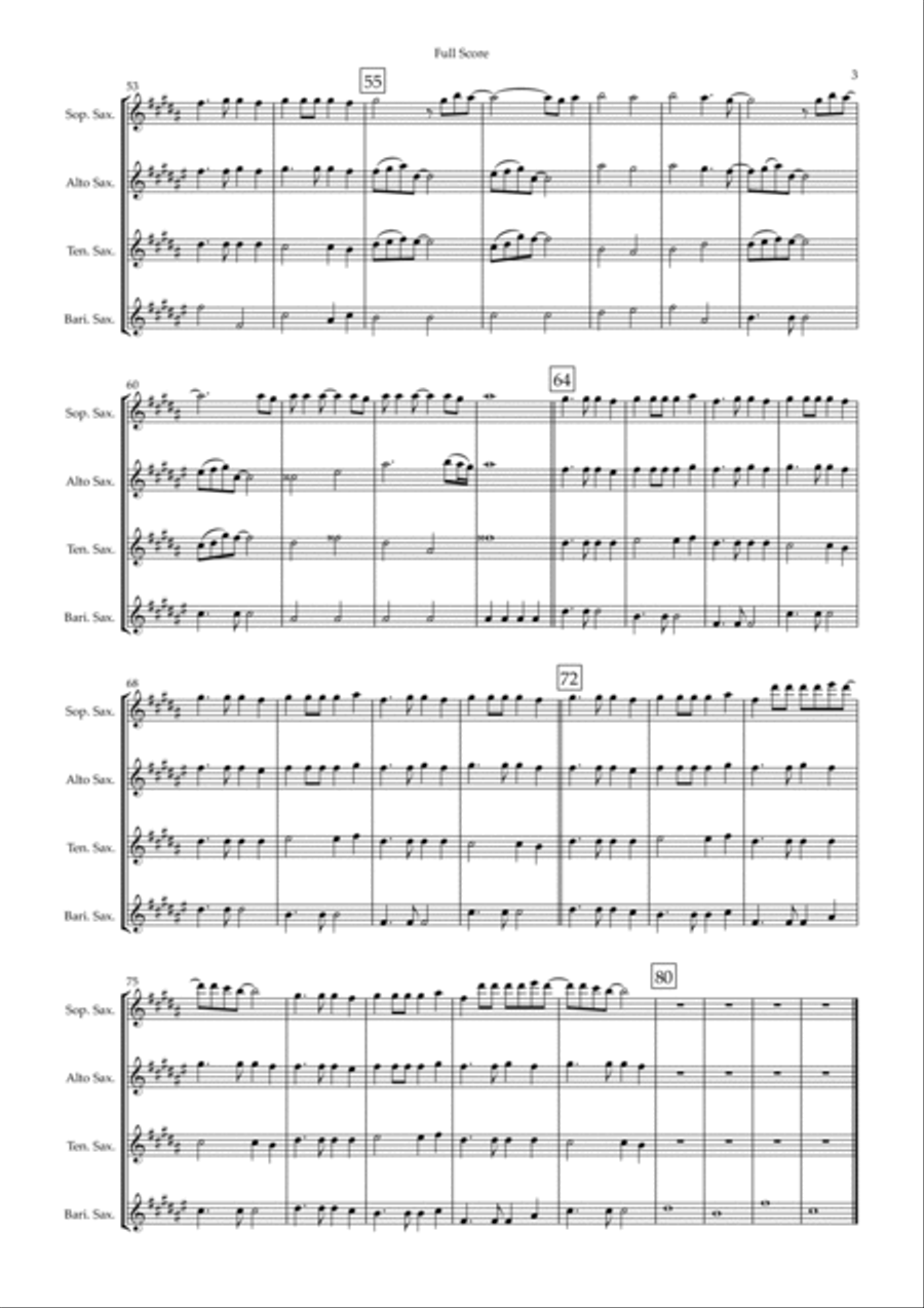 Numb Saxophone Quartet scores gallery preview page 3