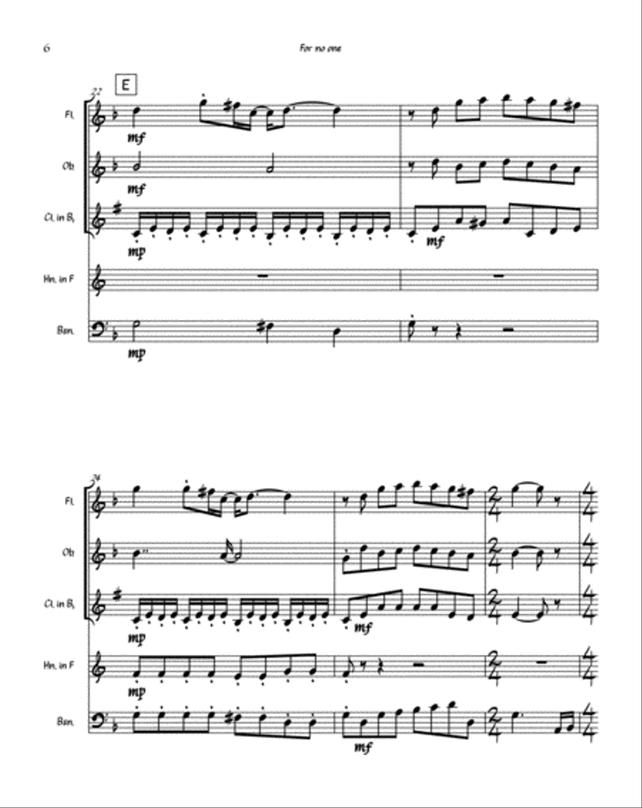 For No One Woodwind Quintet scores gallery preview page 6