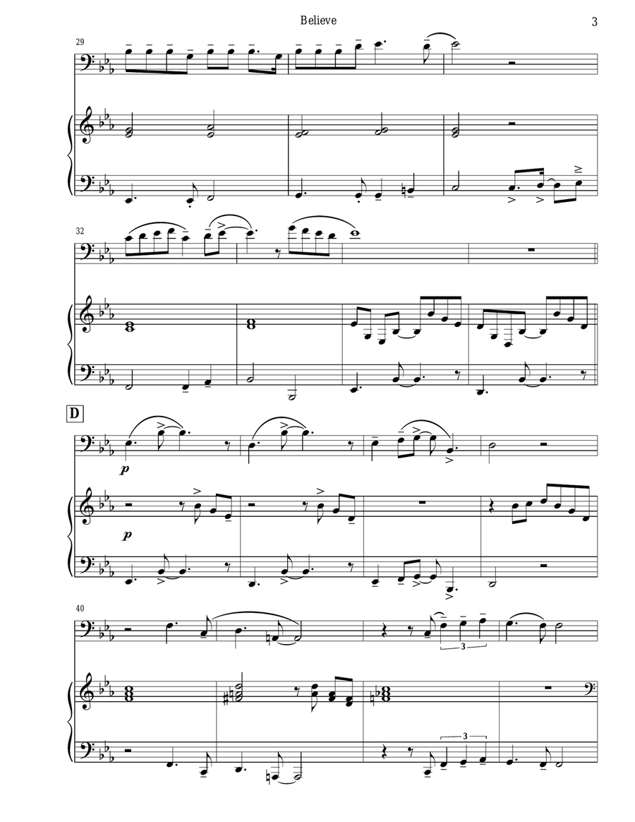 Believe Piano scores gallery preview page 5