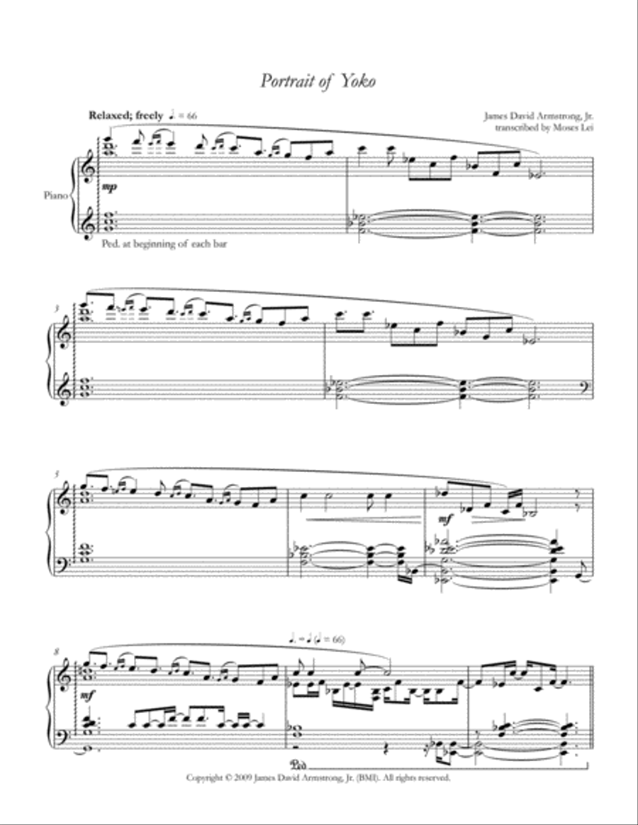 Portrait of Yoko Piano Solo scores gallery preview page 1