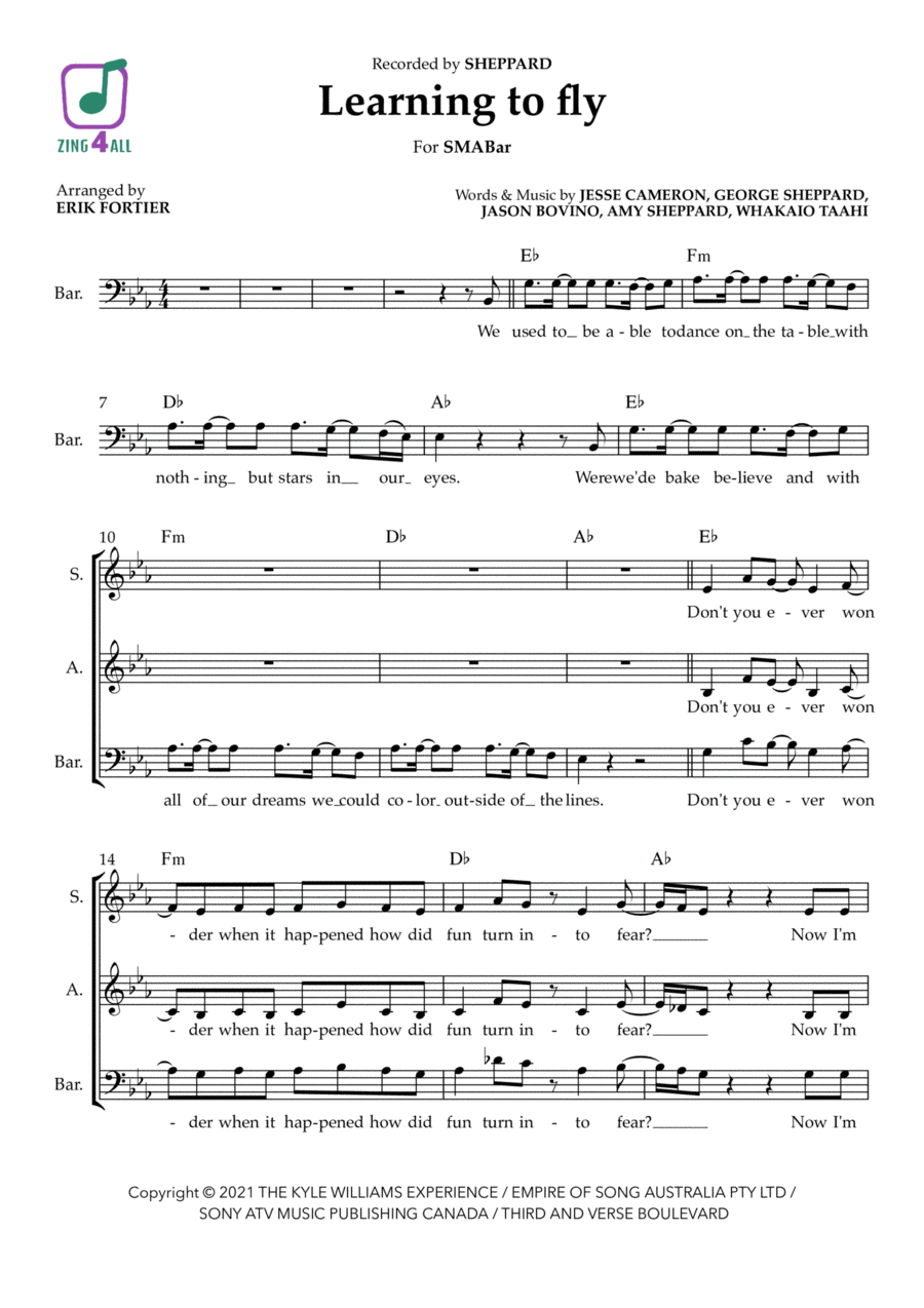 Learning To Fly 4-Part scores gallery preview page 1