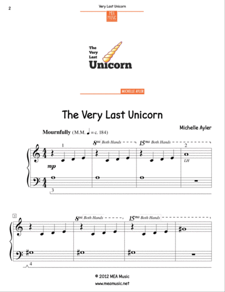 Very Last Unicorn Piano Method scores gallery preview page 2