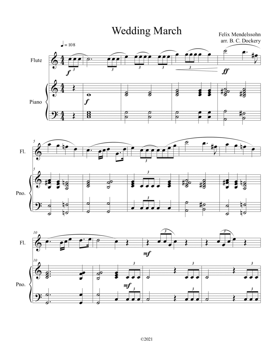 Wedding March (Flute Solo) with piano accompaniment image number null