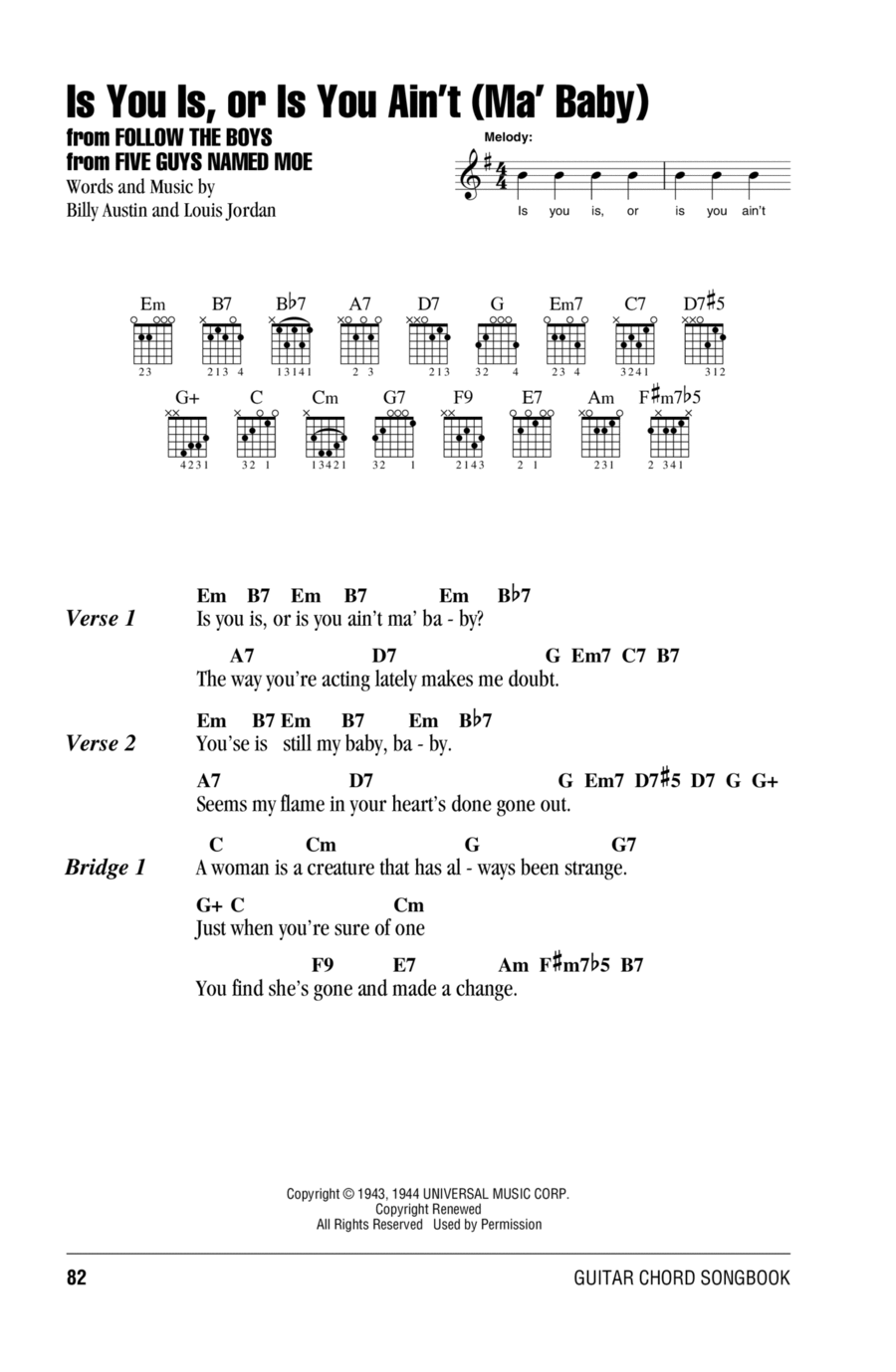 Is You Is, Or Is You Ain't (Ma' Baby) Electric Guitar scores gallery preview page 1