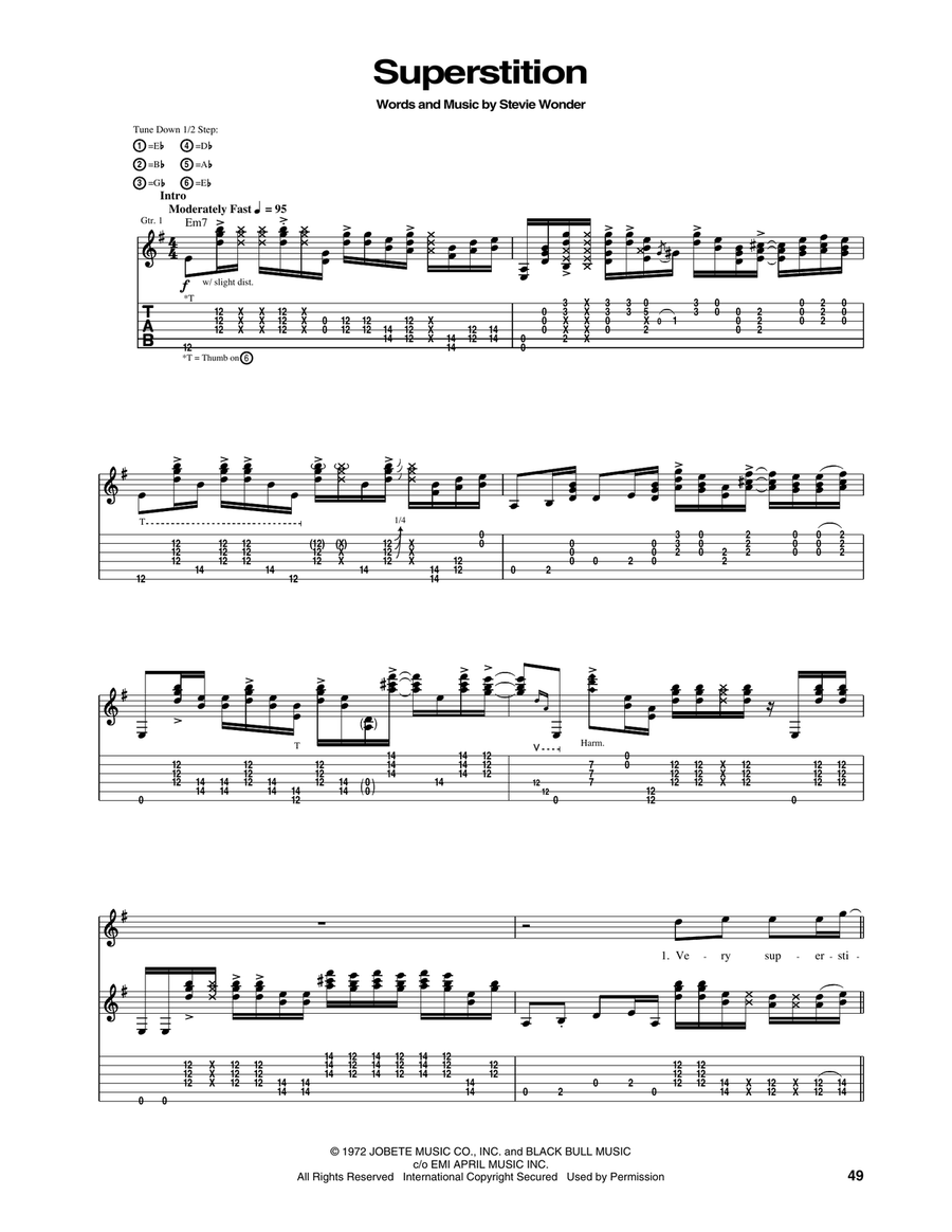 Superstition Acoustic Guitar scores gallery preview page 1