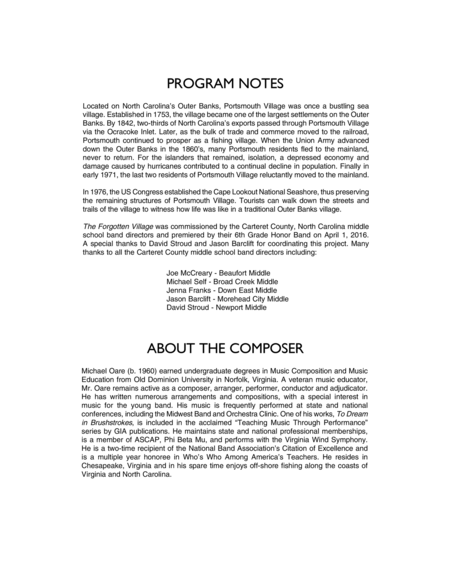 The Forgotten Village - Conductor Score (Full Score)