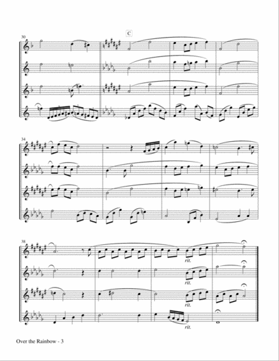 Over The Rainbow (from The Wizard Of Oz) Woodwind Quartet scores gallery preview page 3