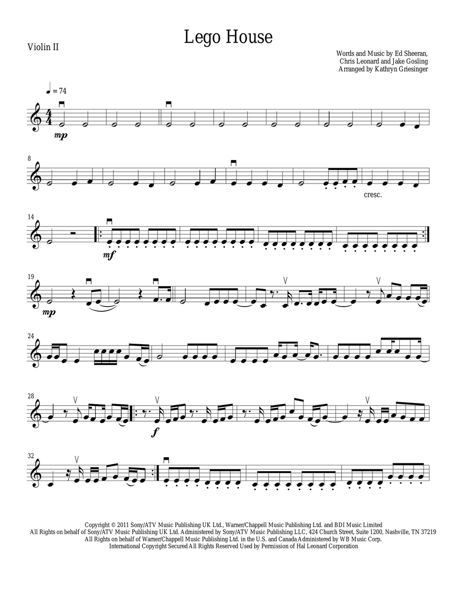 Lego House String Quartet scores gallery preview page 3