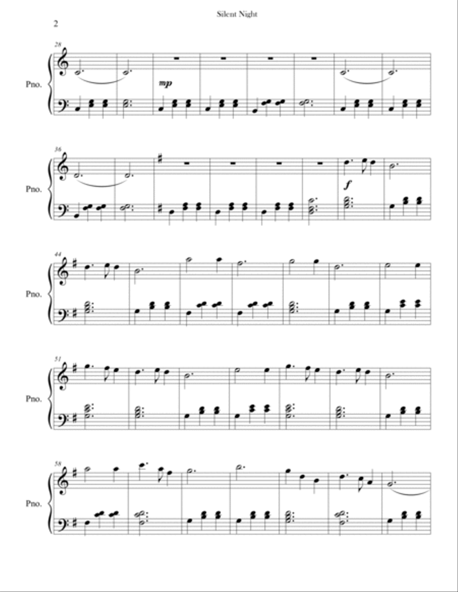 Silent Night (Easy Piano, Level 2A) Easy Piano scores gallery preview page 2