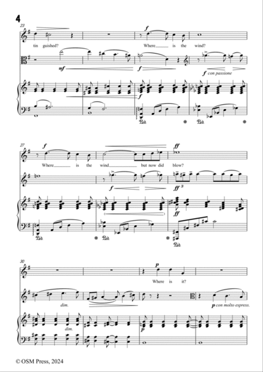 Frank Bridge-Where is it that our soul doth go,in e minor,for Voice,Viola and Piano Small Ensemble scores gallery preview page 4